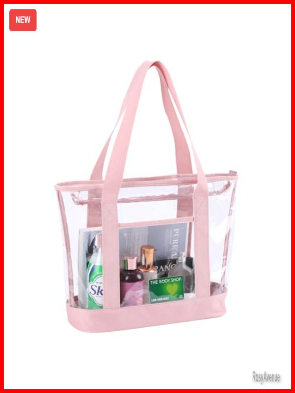 Heavy Duty Clear Tote Bag with Zipper for Work Laptop Travel